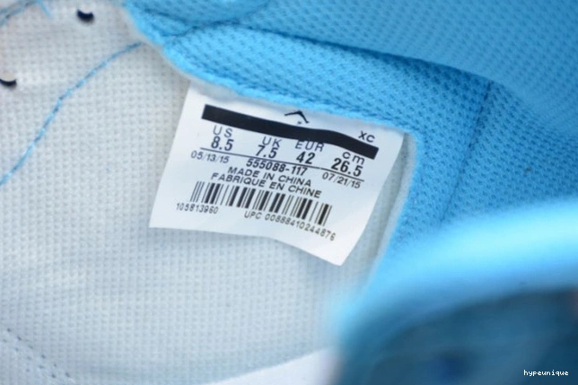 HYPE Jordan 1 'UNC' High 555088-117 OG Air Retro 0702